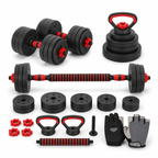 Home Gymer 7-in-1 adjustable training system - dumbbell barbell kettlebell push-up set with bonus gloves - Pro Set
