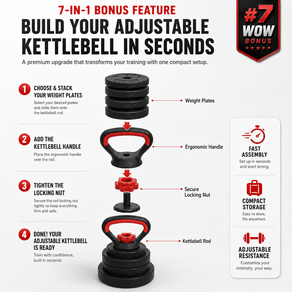 How to build adjustable kettlebell in seconds with Home Gymer Pro Set - 7-in-1 bonus feature - Pro Set