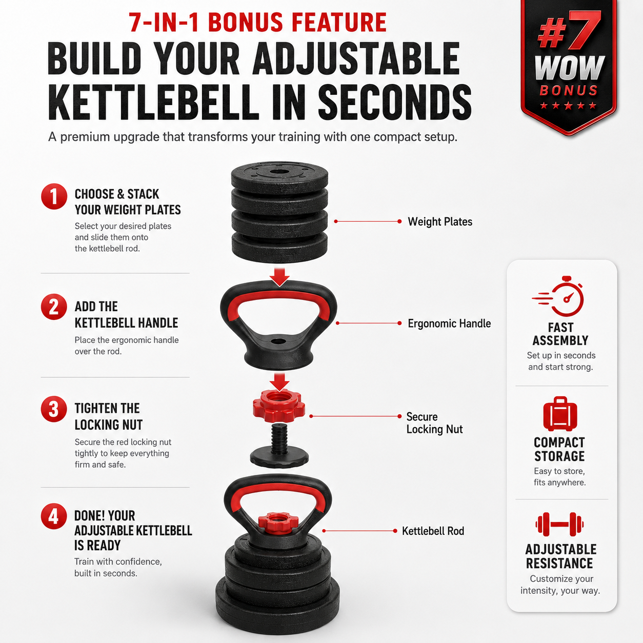 How to build adjustable kettlebell in seconds with Home Gymer Pro Set - 7-in-1 bonus feature - Pro Set