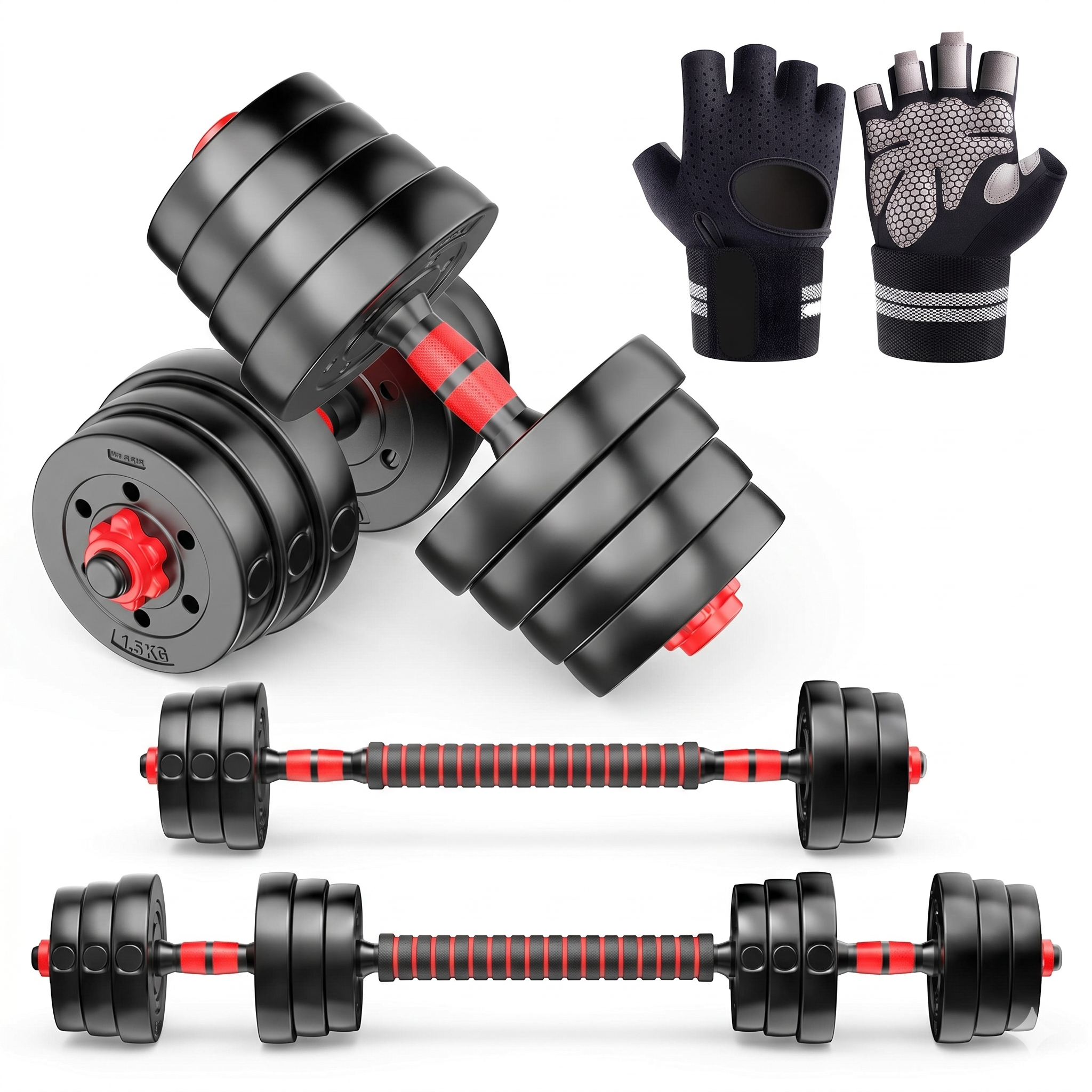 50 KG Adjustable Dumbbells And Barbells