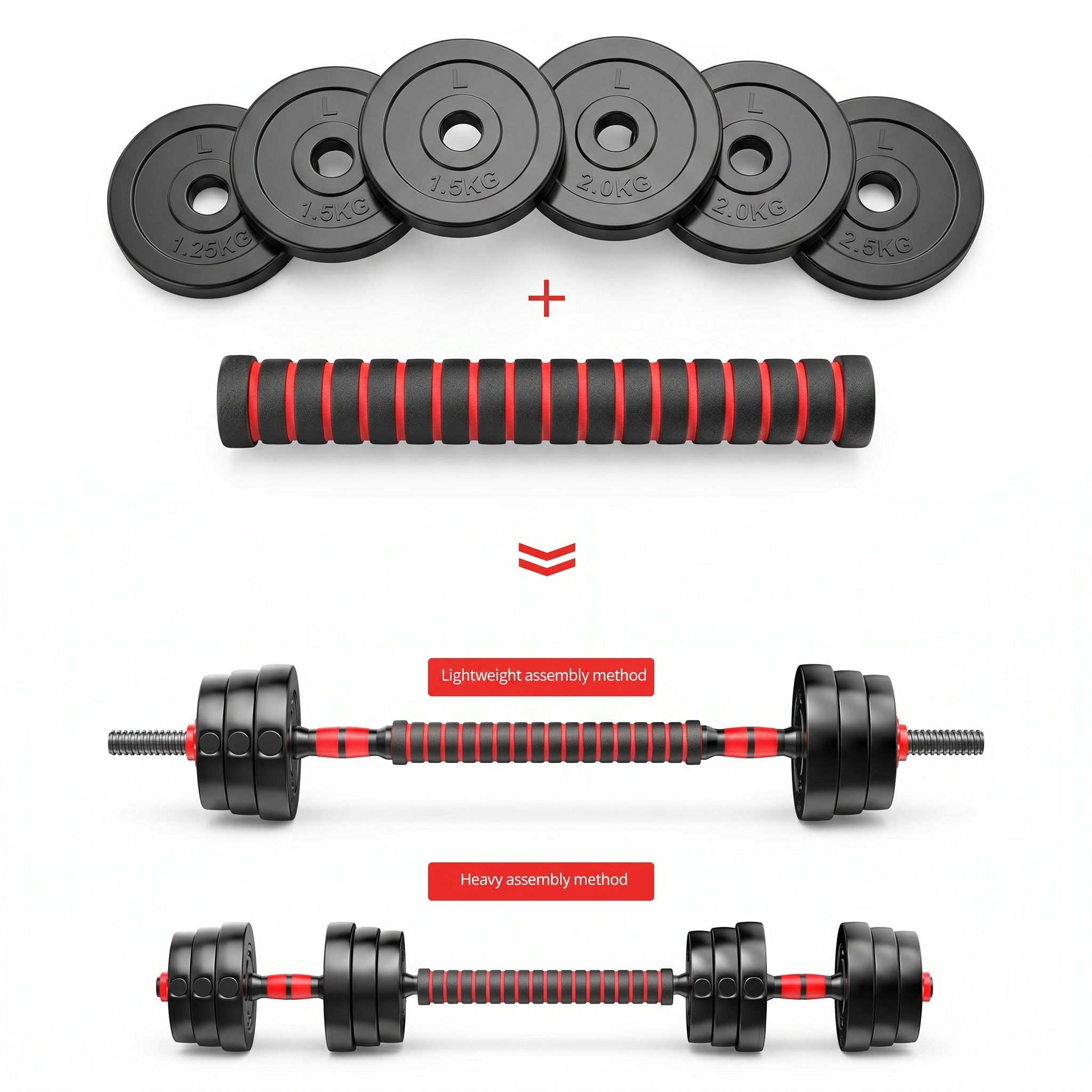 50 KG Adjustable Dumbbells And Barbells