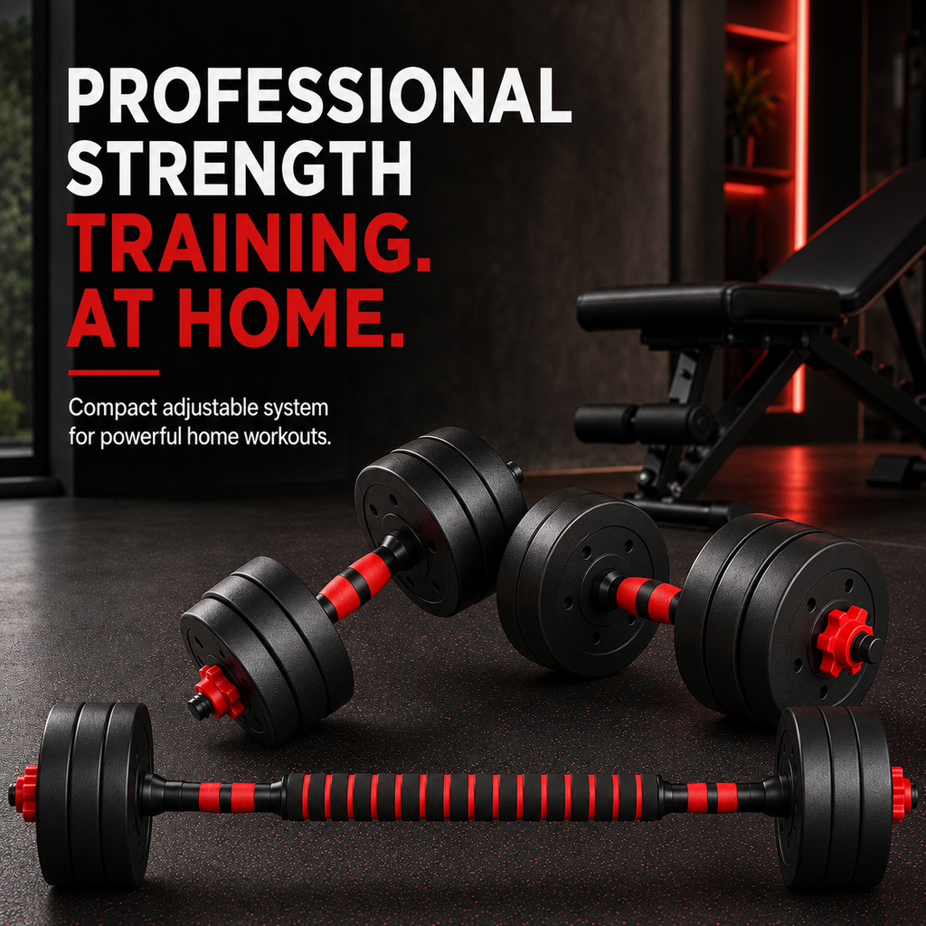 Home Gymer 50KG adjustable dumbbell and barbell set for professional strength training at home - Standard Set